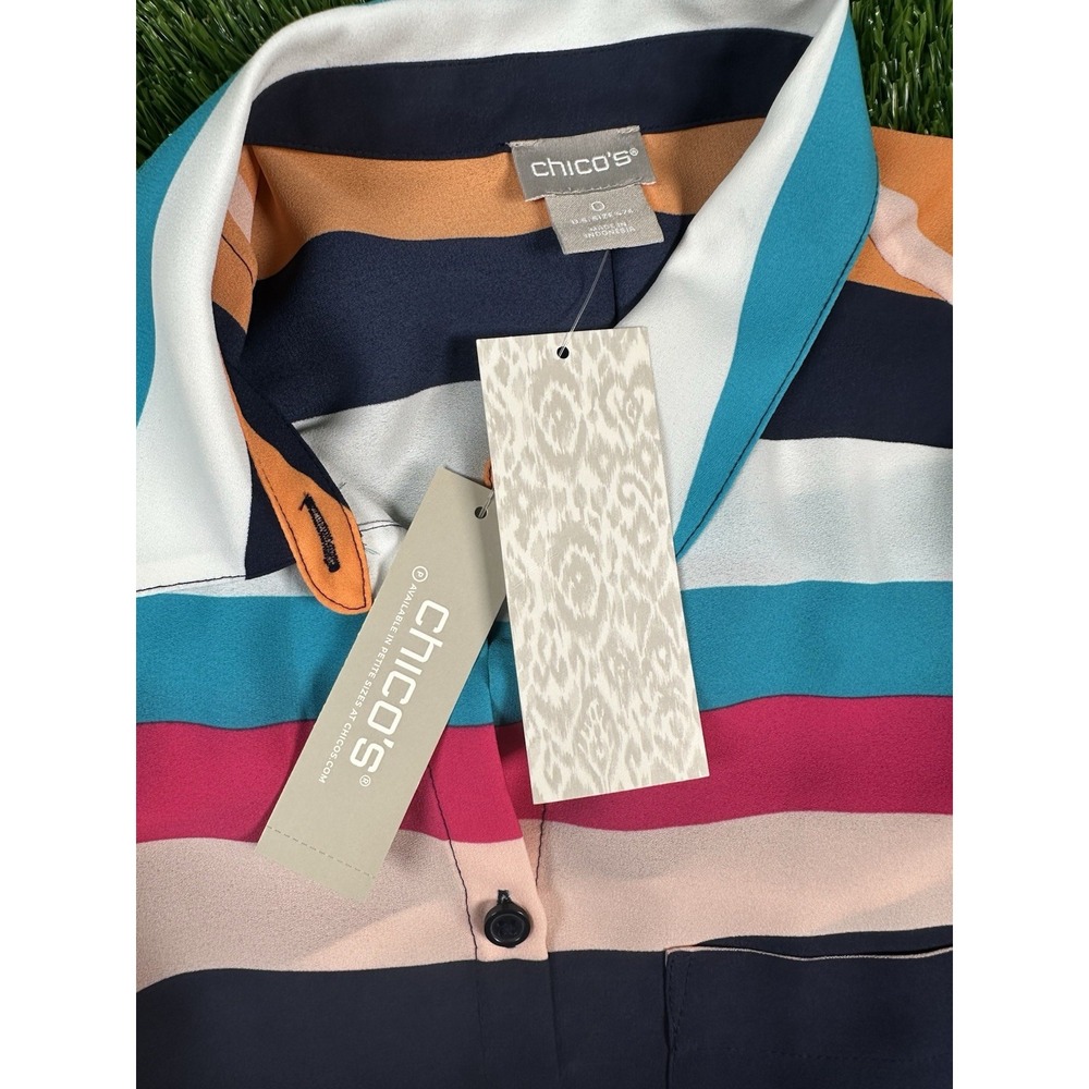 NEW Chico's Convertible 2 Piece Twin Set Bold Multi Color‎ Stripes Size Small - Picture 4 of 9